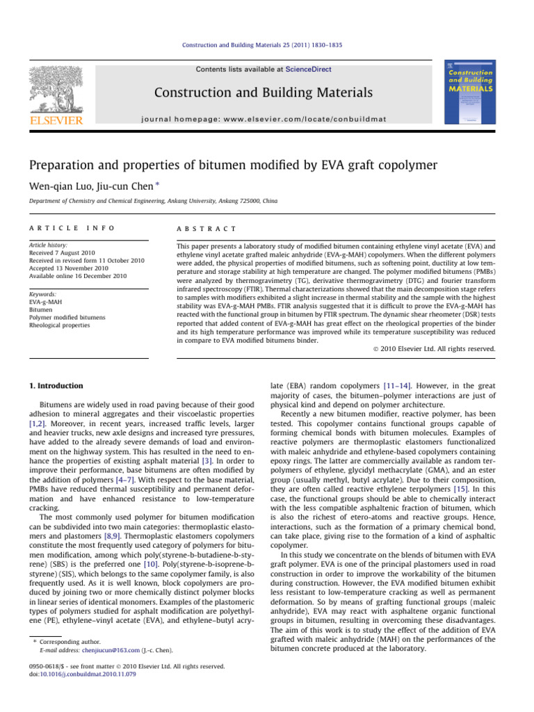 2011-Preparation and Properties of Bitumen Modified by EVA Graft ...