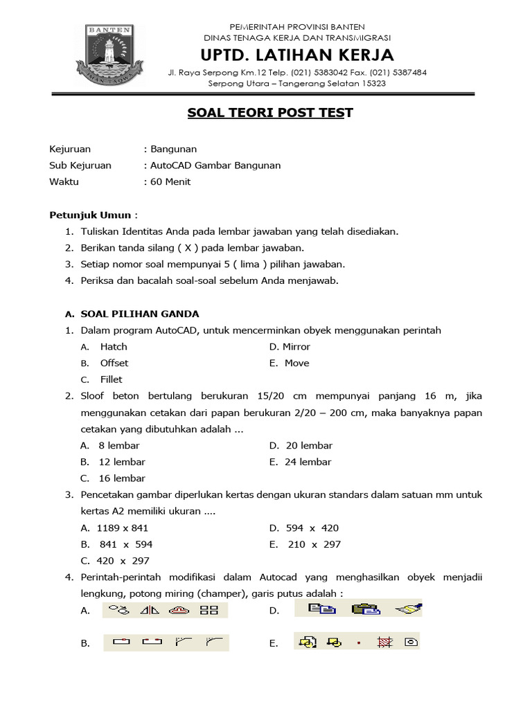 SOAL POST TEST TA 2024 | PDF
