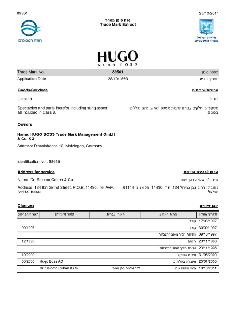 Hugo Boss Trademark 89561 Details | PDF | Technology & Engineering