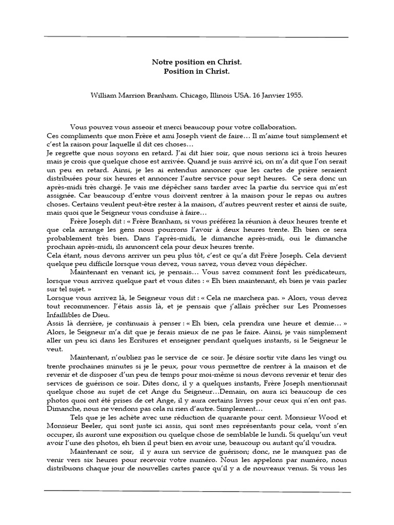Notre Position en Christ | PDF | Eucharistie | Baptisme