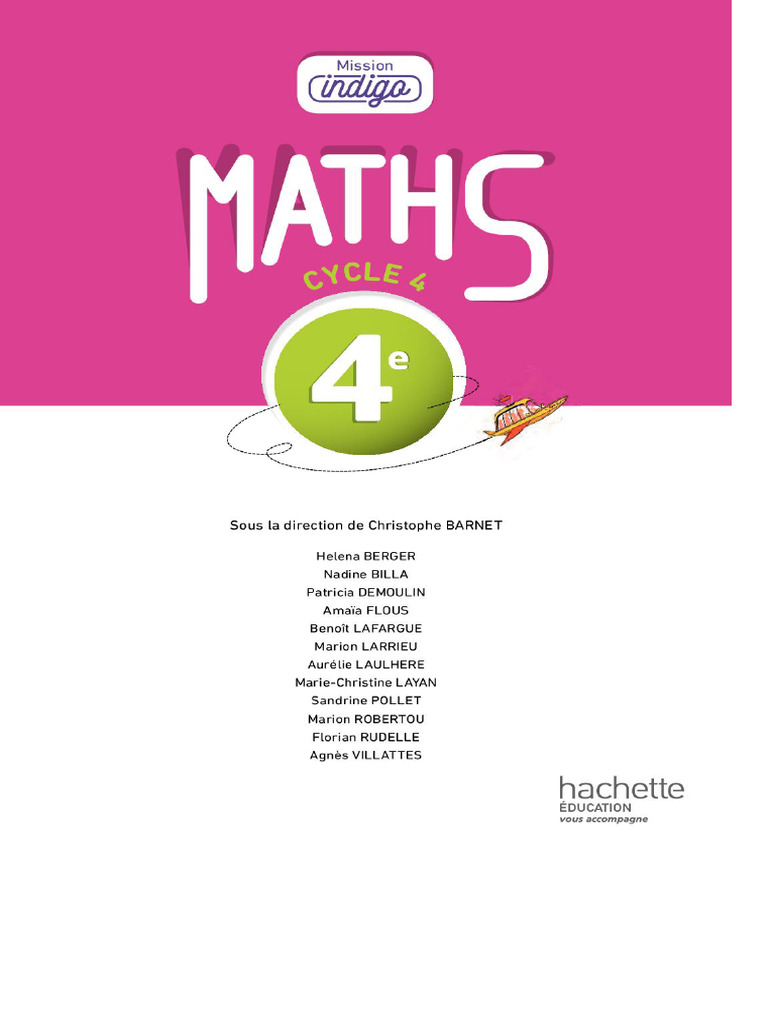 Mission Indigo Mathématiques 4ème - Manuel Élève Complet (Édition 2020)