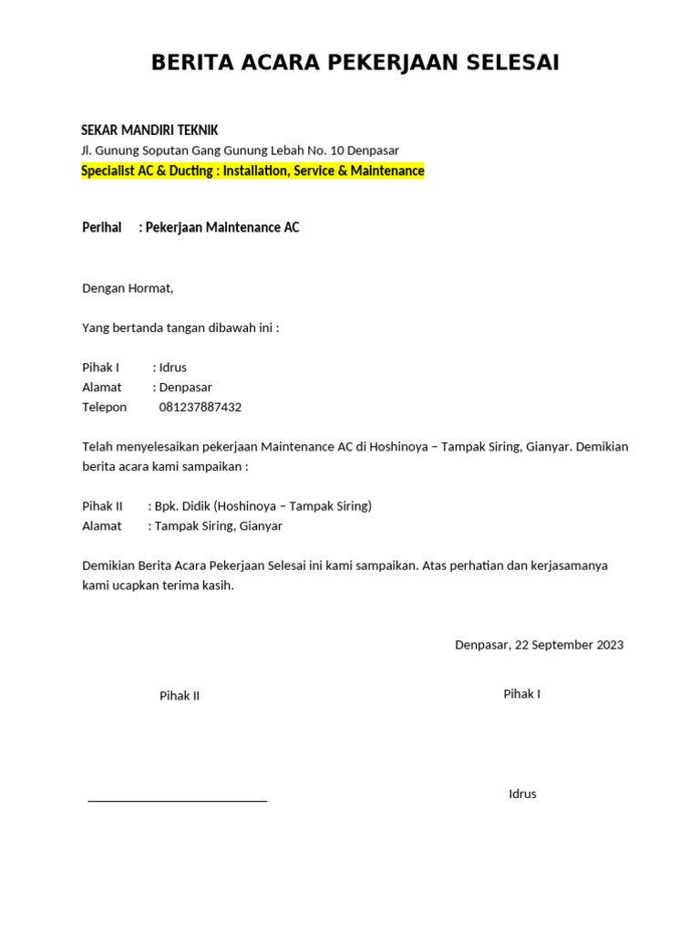 Ba Pekerjaan Selesai | PDF