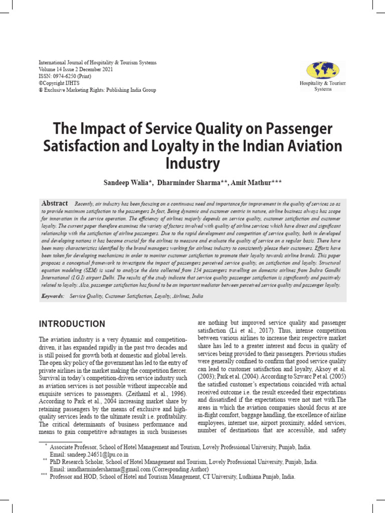 The Impact of Service Quality On Passenger Satisfaction and Loyalty in ...