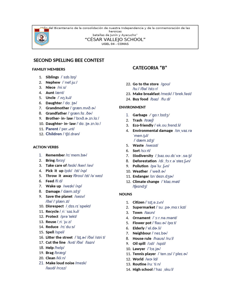 Spelling Bee 2024 | PDF