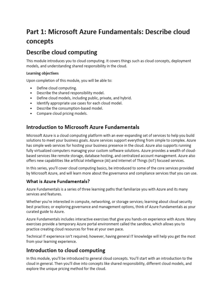 AZ 900 Study Material | PDF | Cloud Computing | Business
