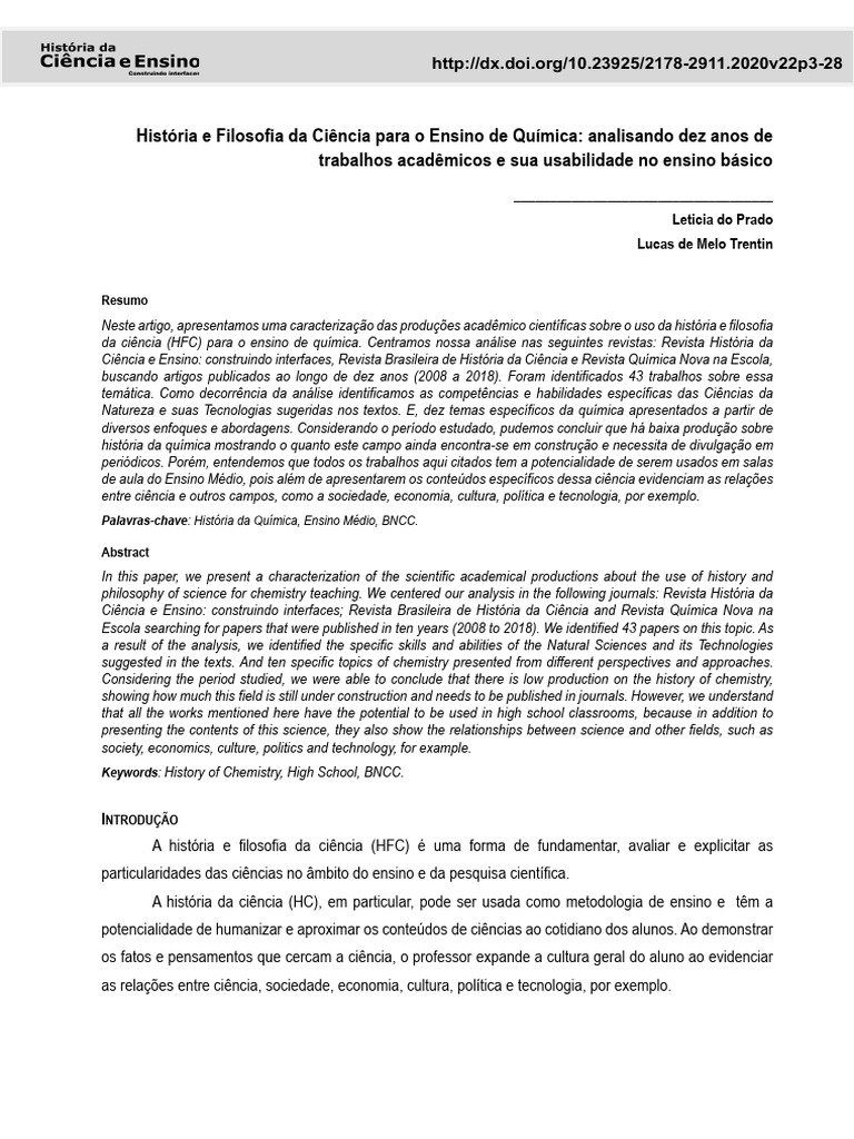 História e Filosofia da Ciência na Química | PDF | Science | História