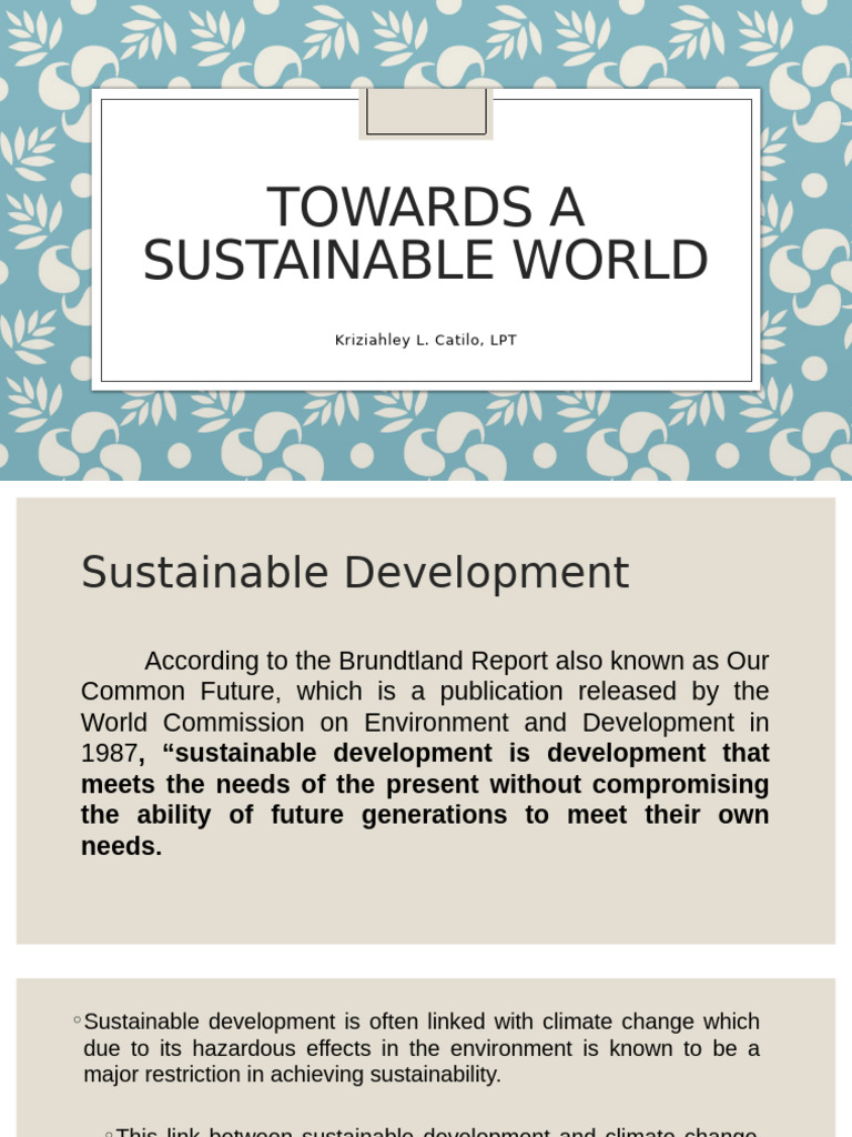 Unit Vi Towards A Sustainable World Pdf