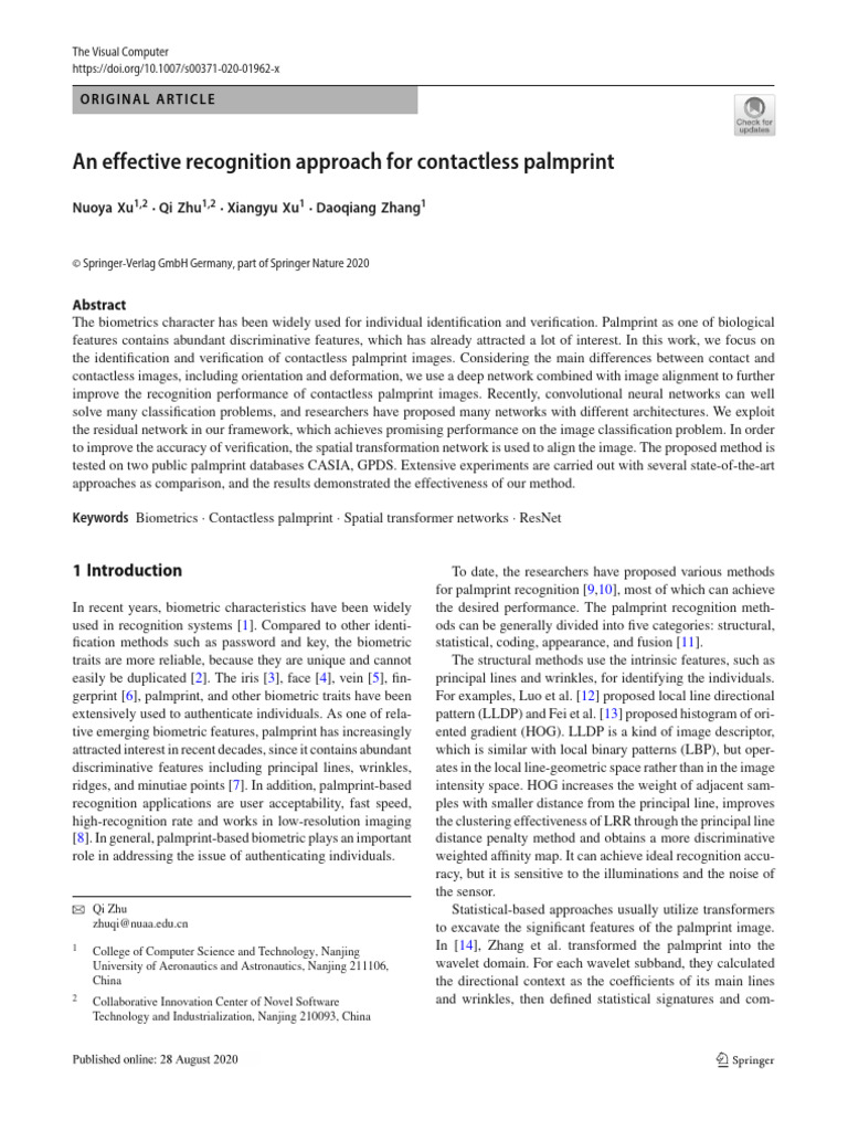 An Effective Recognition Approach For Contactless Palmprint | PDF