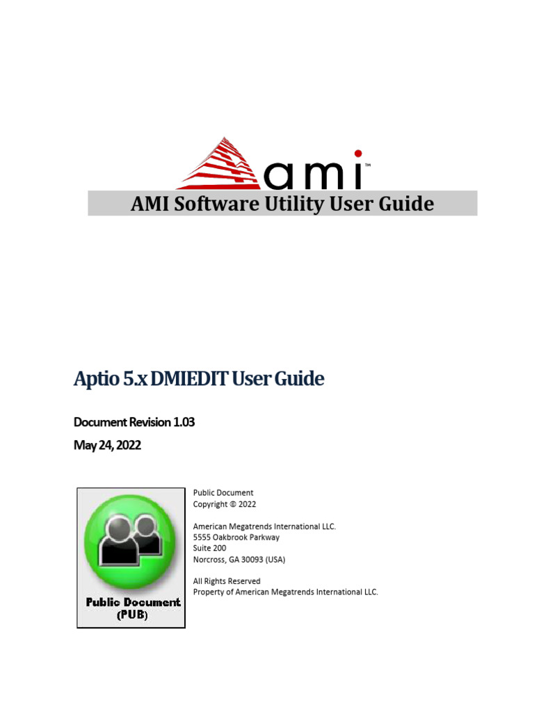 AMI Aptio 5.x DMIEDIT User Guide PUB | PDF