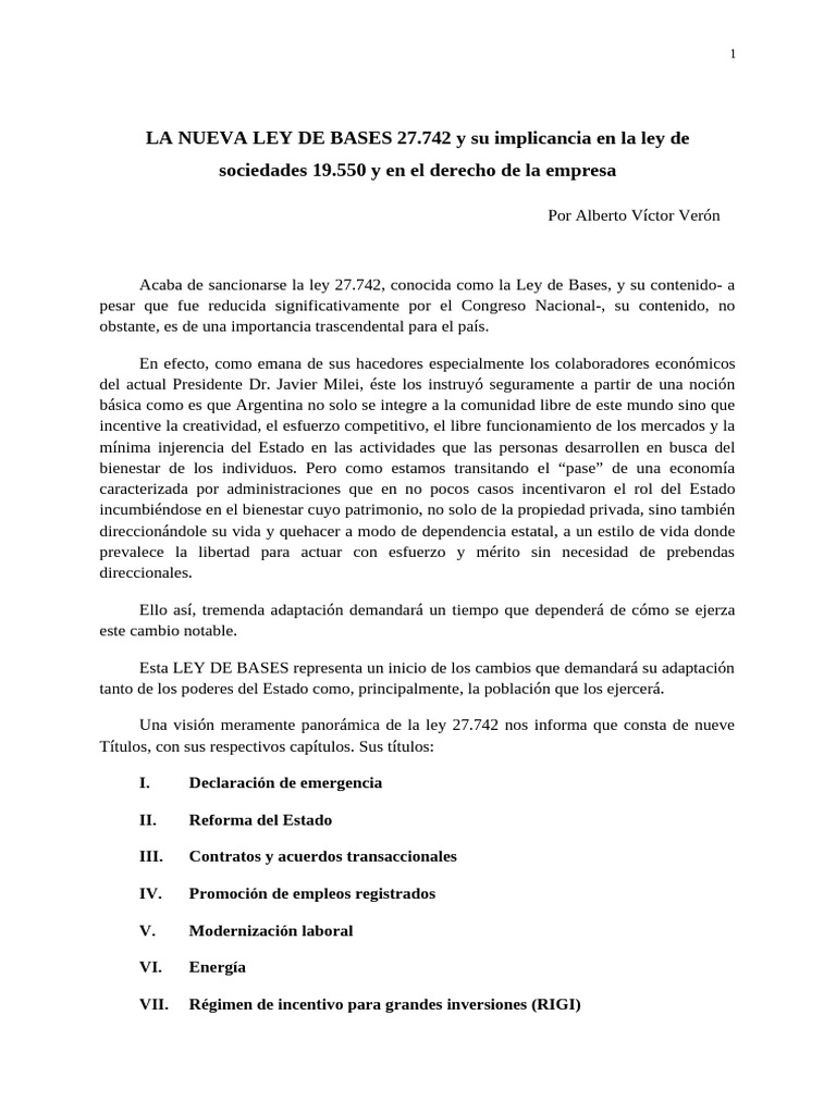 La Nueva Ley de Bases | PDF