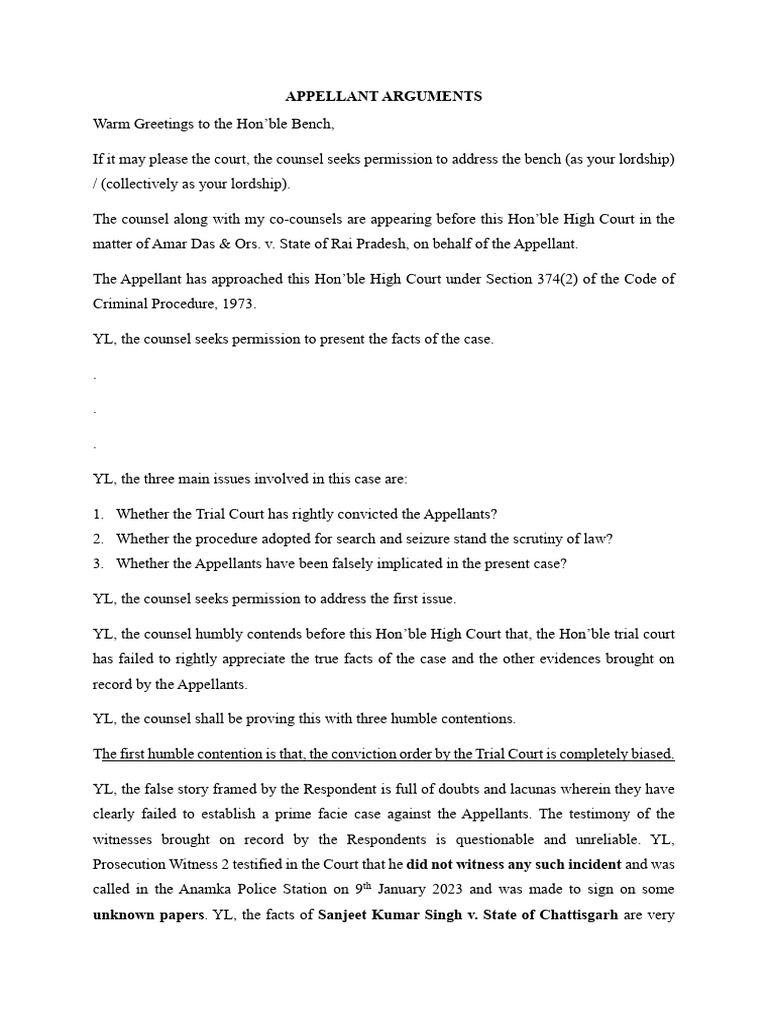 Appellant Arguments | PDF
