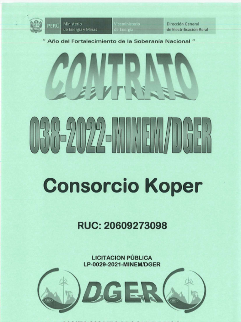 CONTRATO #038-2022-MINEM-DGER - Consorcio Koper | PDF