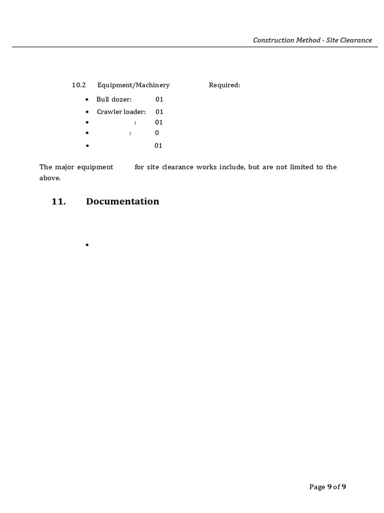 Equipment and documentation for clearing methods pdf