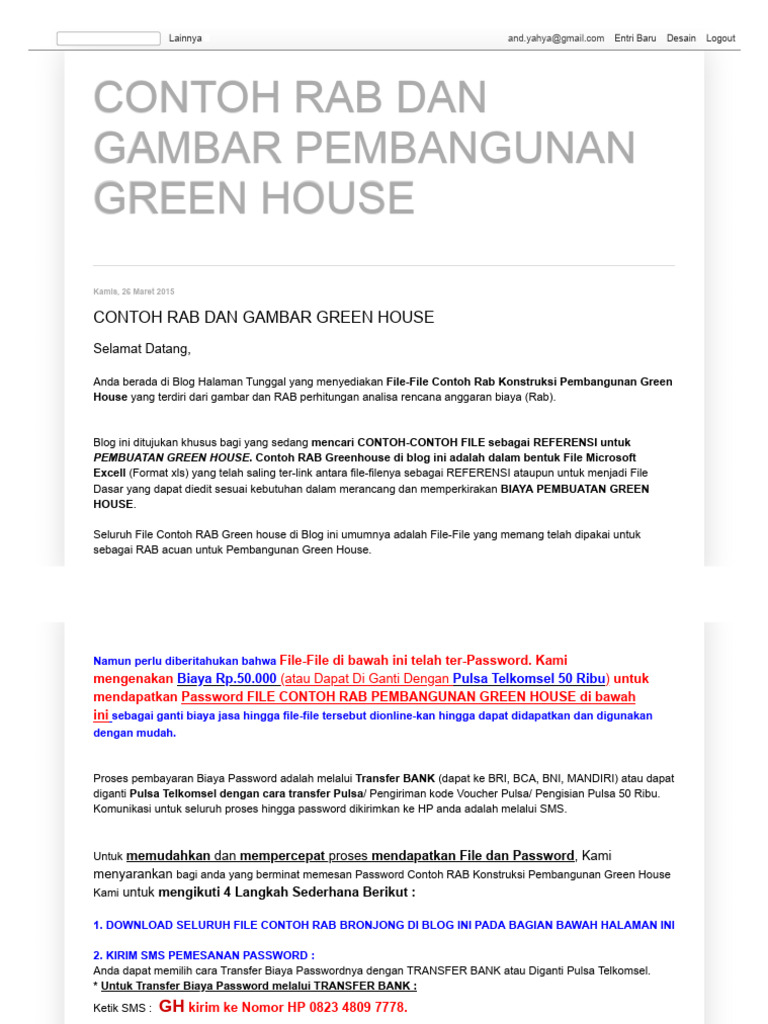 Contoh Rab Dan Gambar Green House | PDF