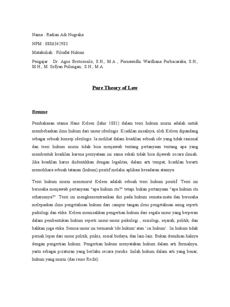 Pure Theory Of Law PDF