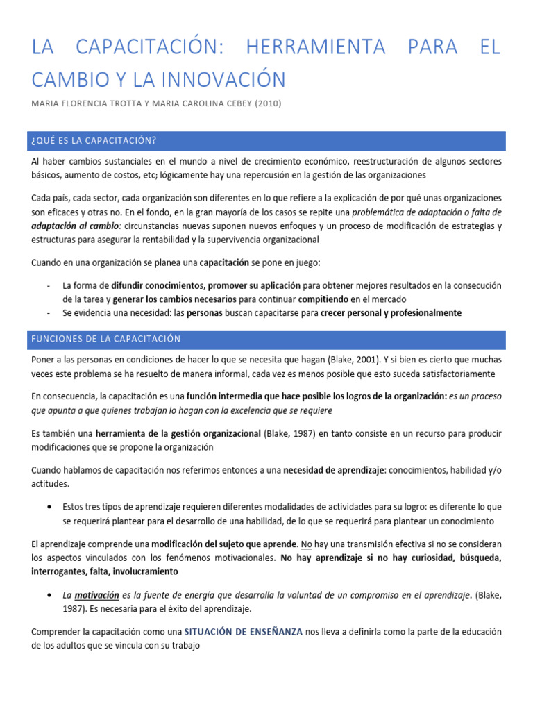 Capacitación: Clave para el Cambio Organizacional | PDF | Aprendizaje ...