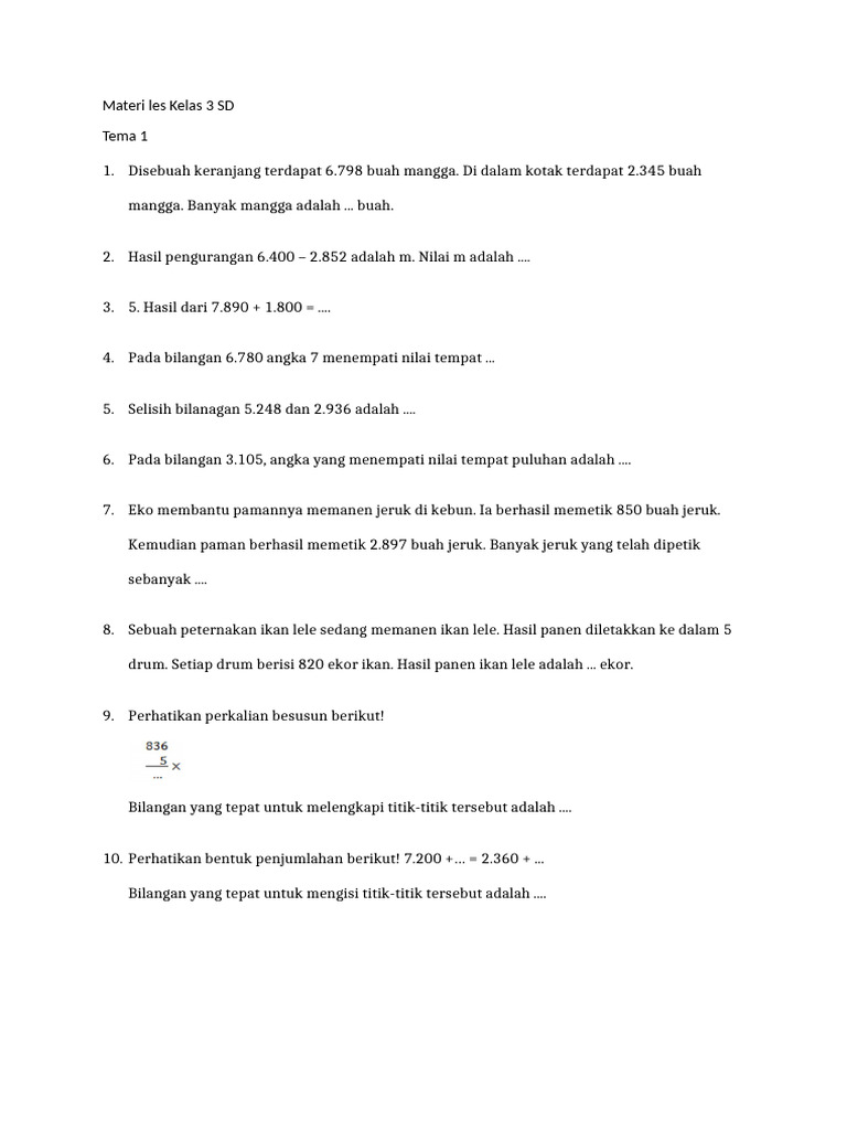 Materi Les Kelas 3 Sd Pdf
