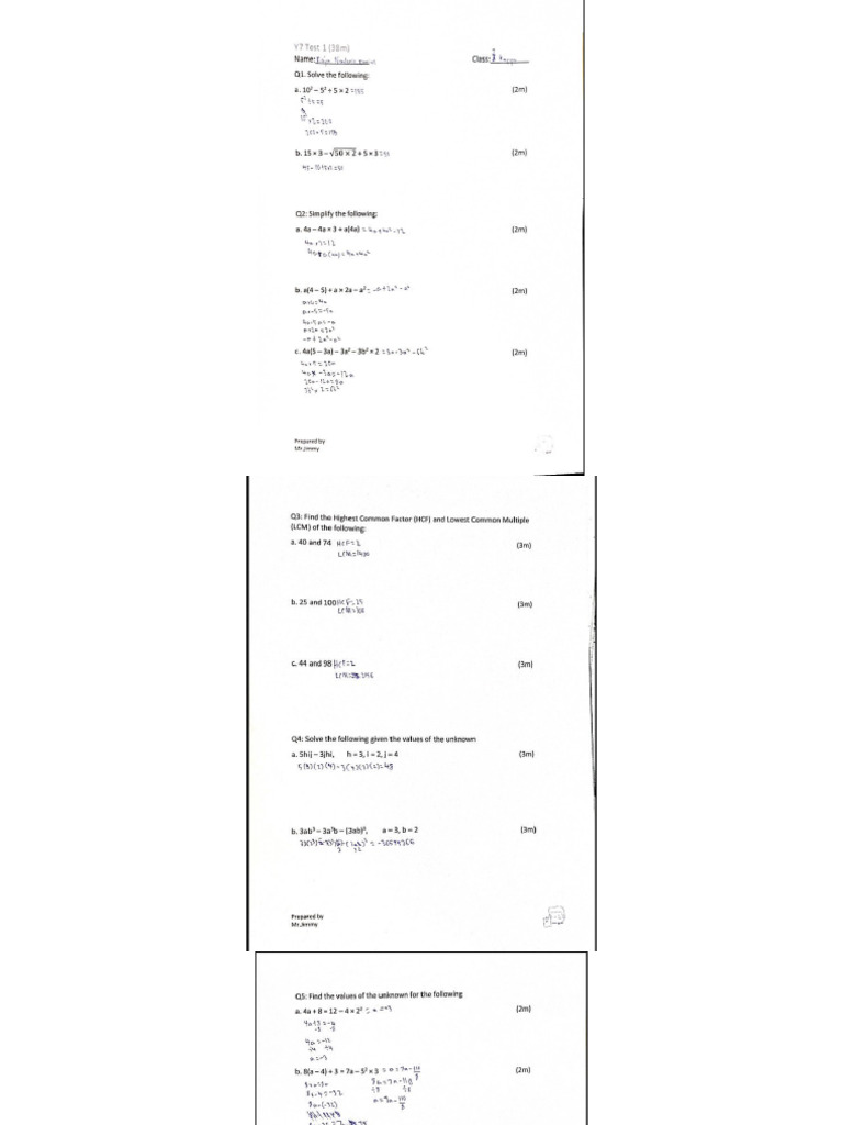Maths Test 1 | PDF