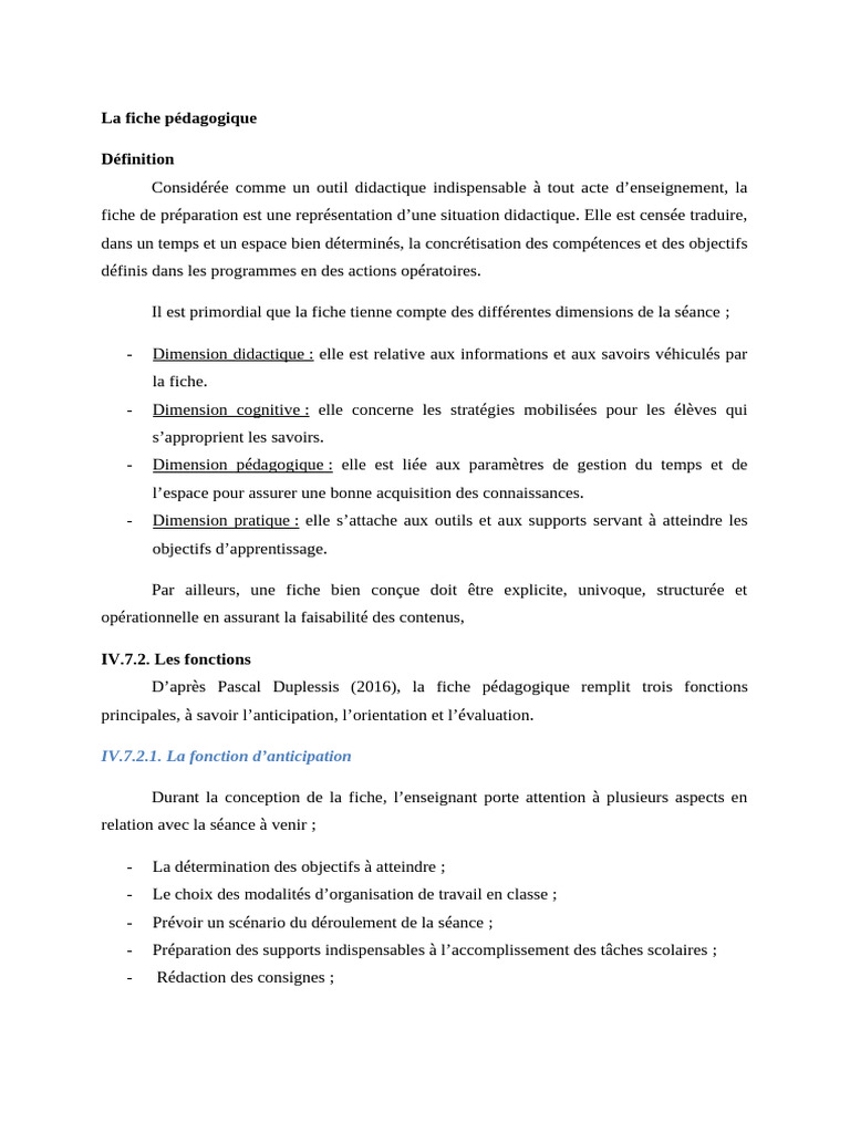 Quest-Ce Quune Fiche Pédagogique | PDF