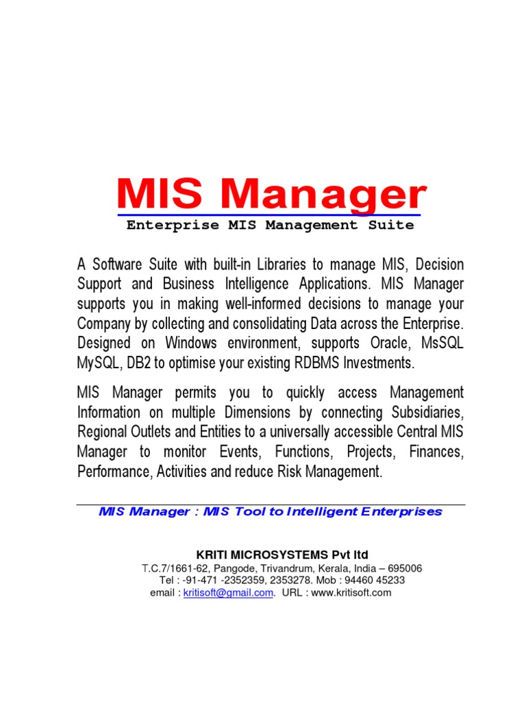 Understanding MIS Manager Software | PDF | Business Intelligence ...