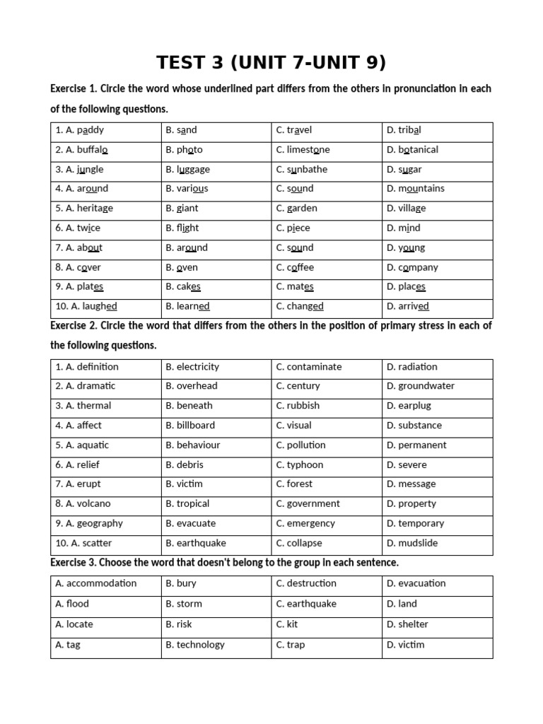 9.3. Test 3 (Unit 7-Unit 9) | PDF