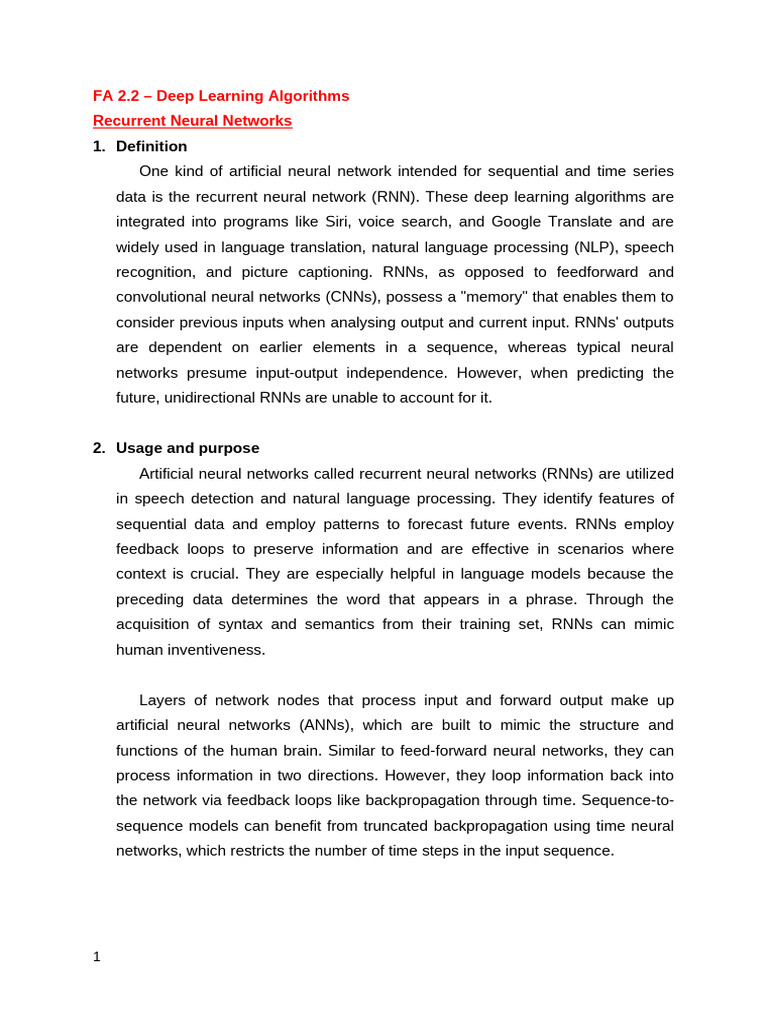 Understanding Recurrent Neural Networks | PDF | Artificial Neural ...