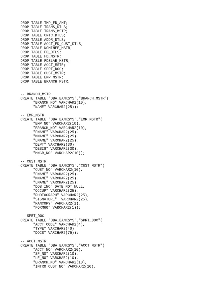 Chap07 SQL BankSys TBLSTRC | PDF
