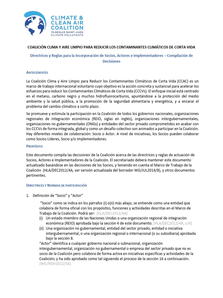 (ES) CCAC Directrices y Reglas | PDF