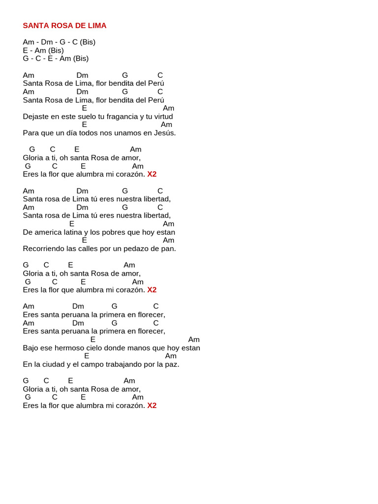 Acordes de Santa Rosa de Lima | PDF