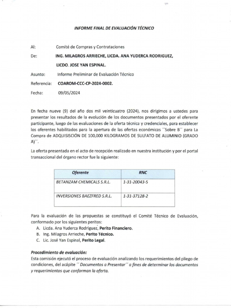 Modelo Evaluacion Final Tecnica de Compras y Contrataciones | PDF