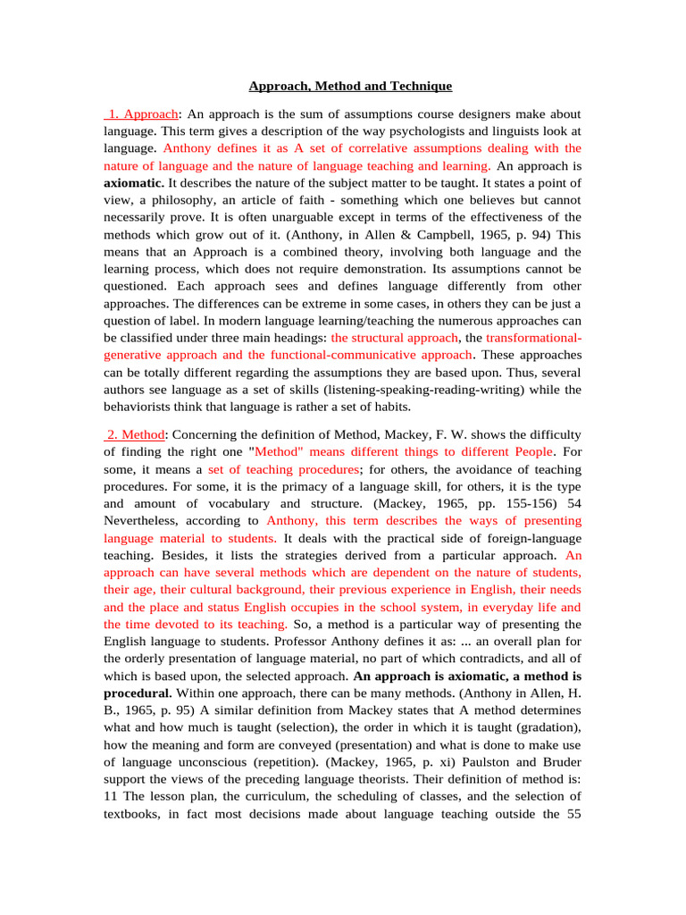Approach method and technique pdf