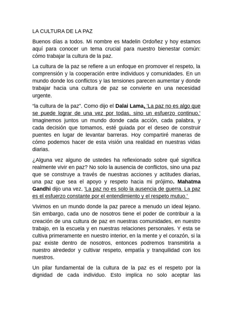 La Cultura De La Paz Pdf