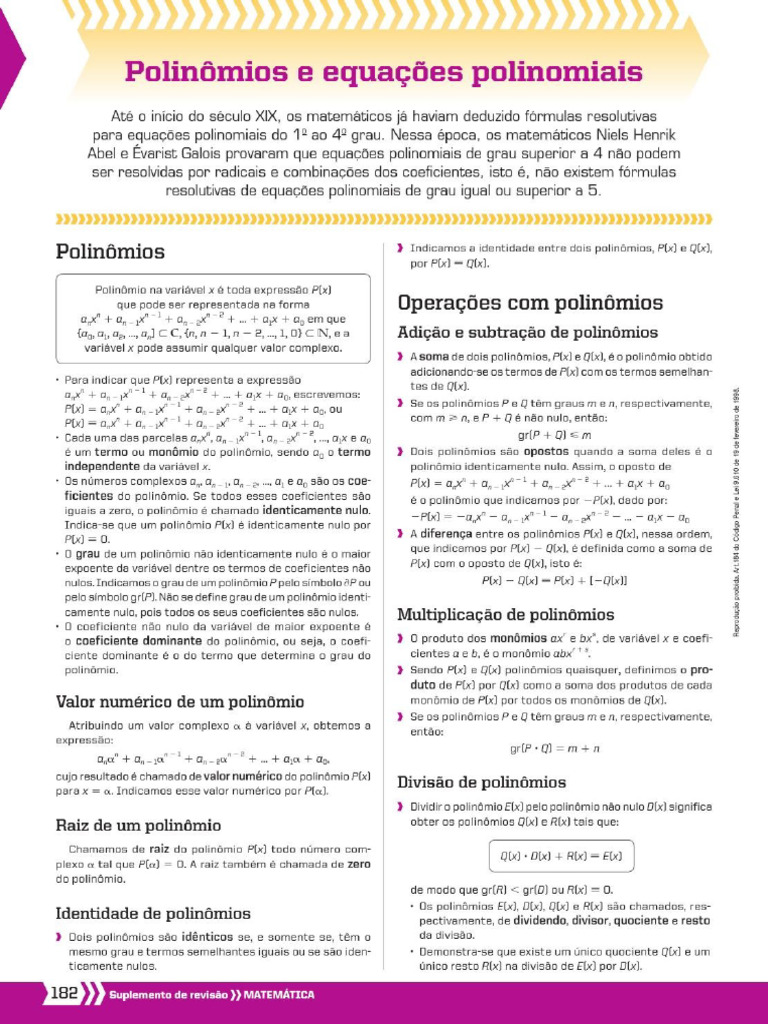 Polinomios e Equacoes Polinomiais | PDF
