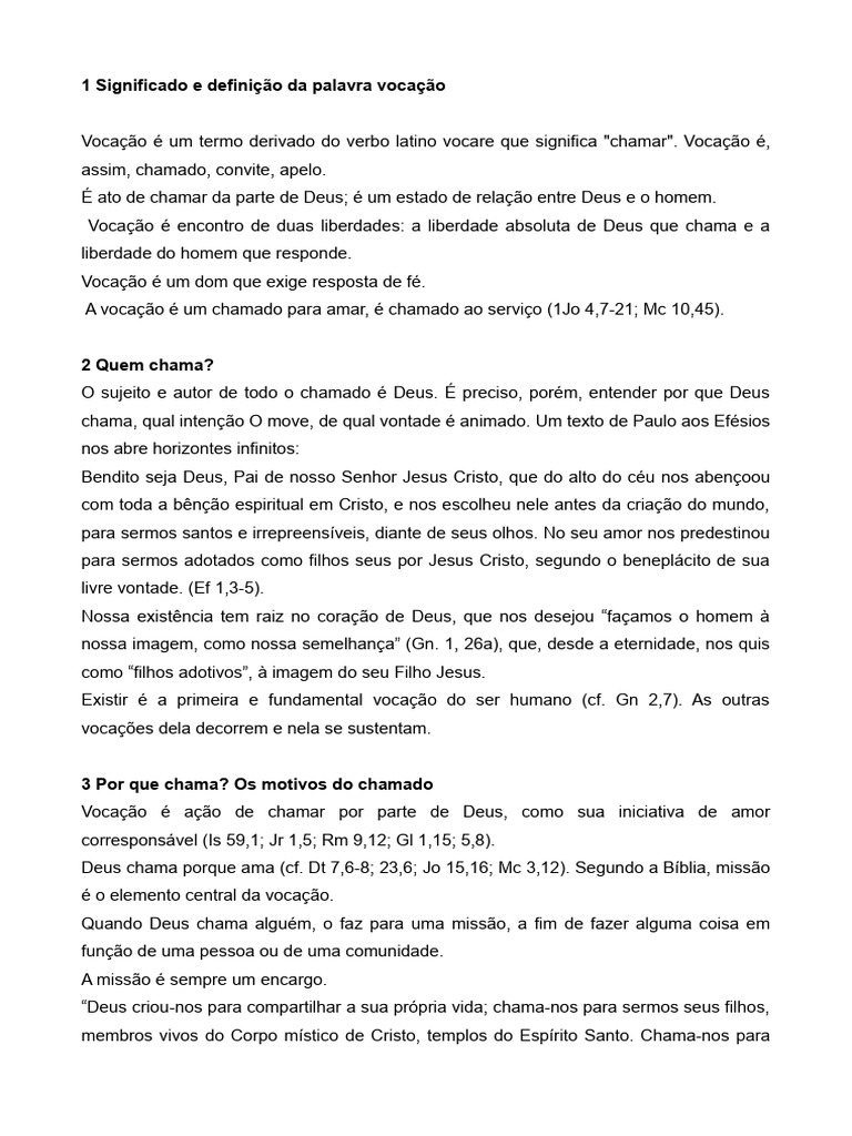 Significado e definição da palavra vocação | PDF