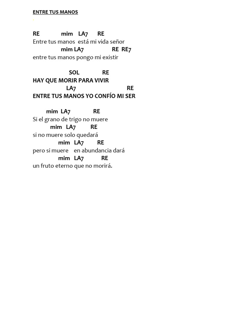 ENTRE TUS MANOS Acordes Completos | PDF
