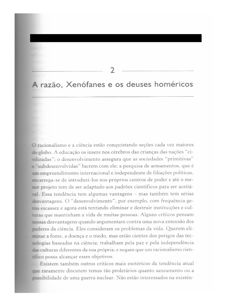 Feyerabend - Adeus à Razão - A razão, Xenófanes e os deuses homéricos | PDF