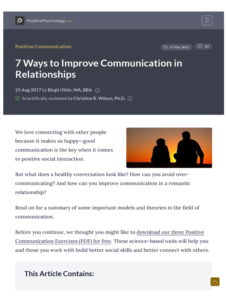 7 Ways To Improve Communication in Relationships | PDF | Communication ...