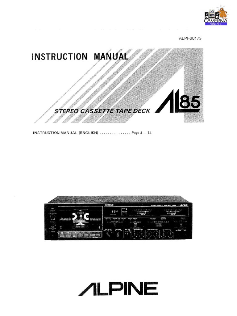 Manual Tape Deck Alpine AL85 | PDF