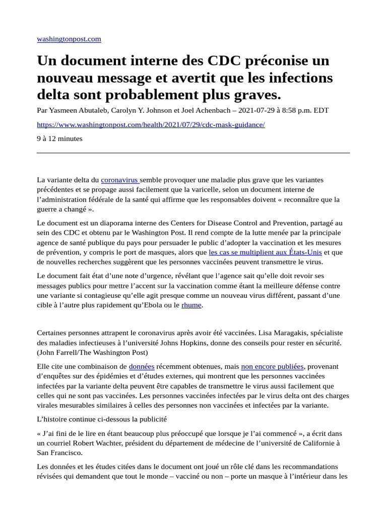 CDC Delta Infections Likely More Severe - FR | PDF