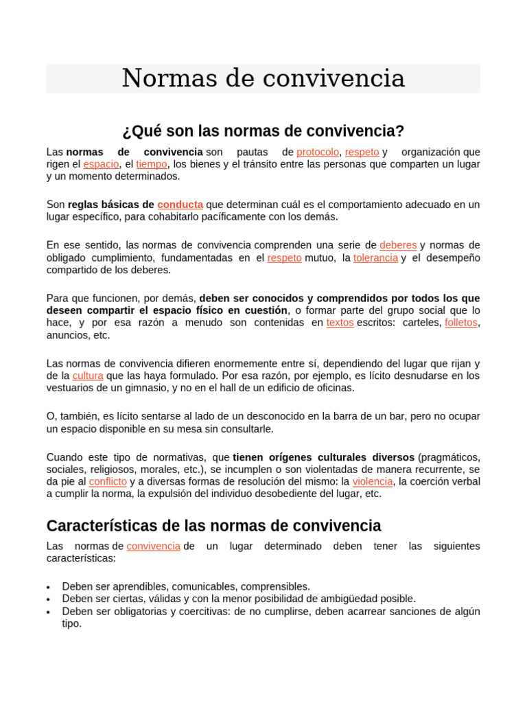 Normas de Convivencia | PDF | Salón de clases | Crecimiento personal y ...