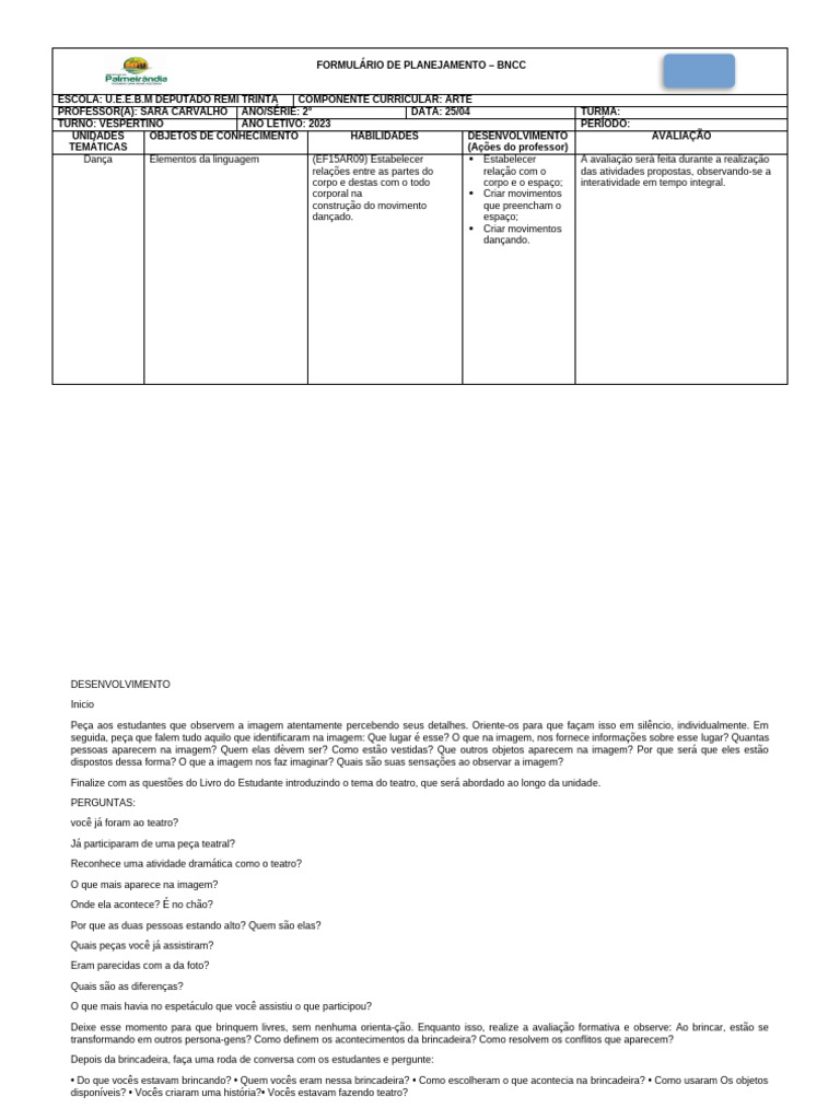 Plano de Aula Ed. Fisica | PDF