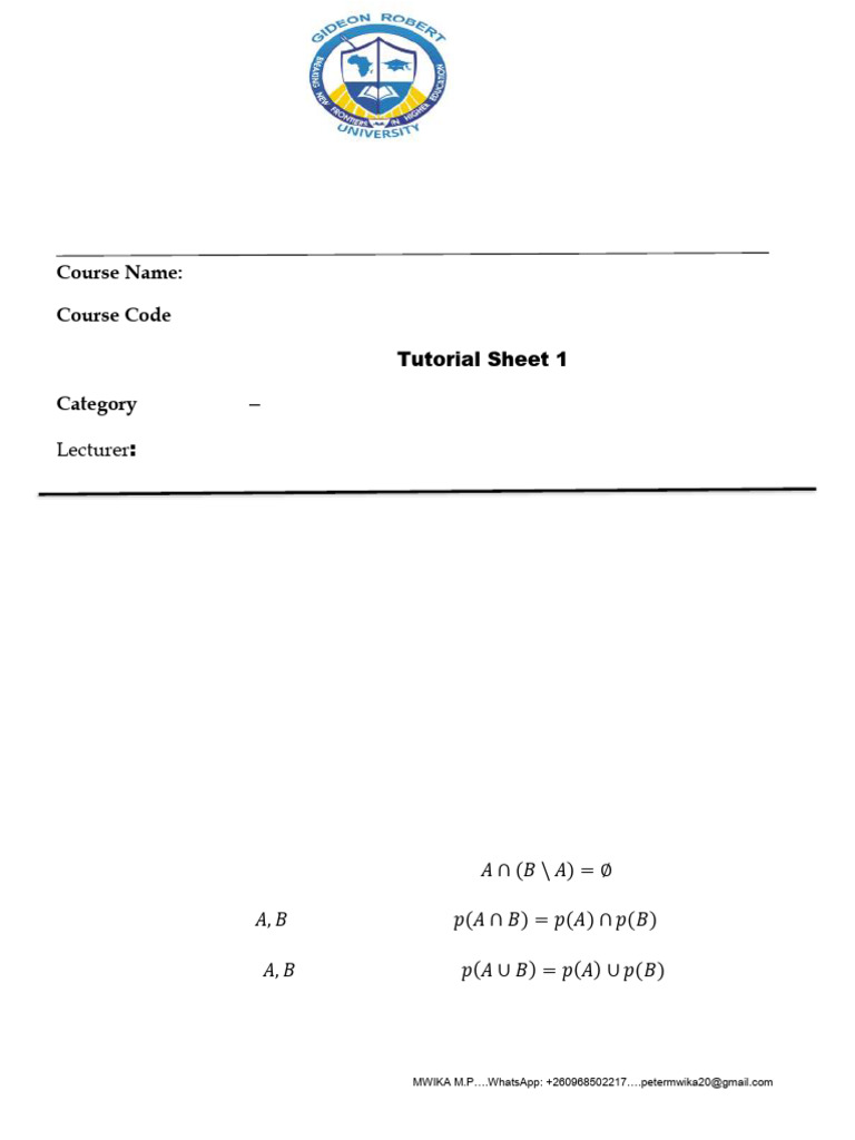 Mag 110 Tutorial Sheet I | PDF