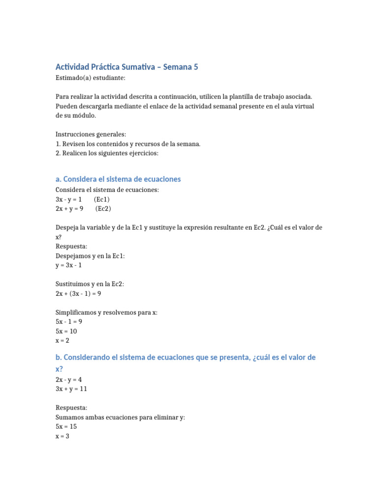 Actividad Practica Semana 5 Respuestas Completas 2 | PDF