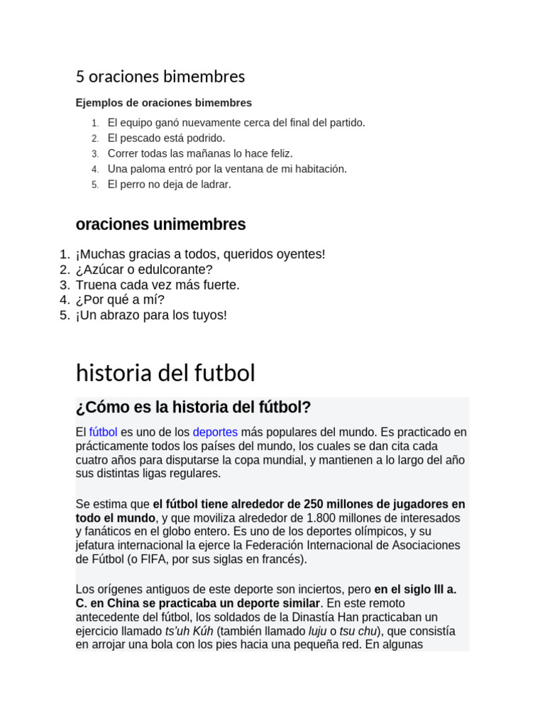 5 Oraciones Bimembres | PDF