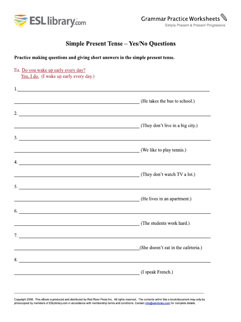 Yes No Questions Simple Present | PDF