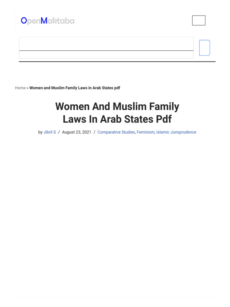 Women and Muslim Family Laws in Arab States PDF - OPENMAKTABA | PDF ...