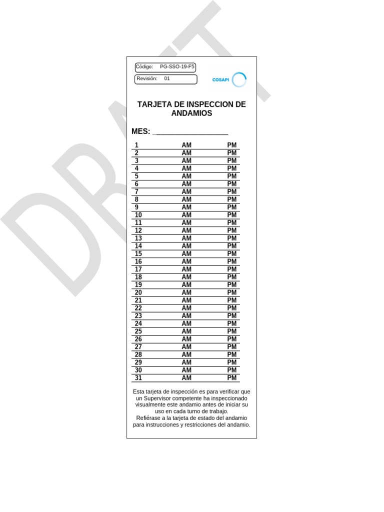 PG-SSO-19-F5 Tarjeta de Inspeccion de Andamios PDF