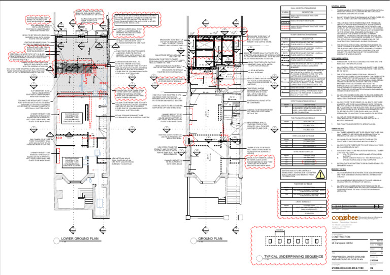 210296-CON-X-00-DR-S-1100-C2-Lower Ground & Ground Floor Plan | PDF