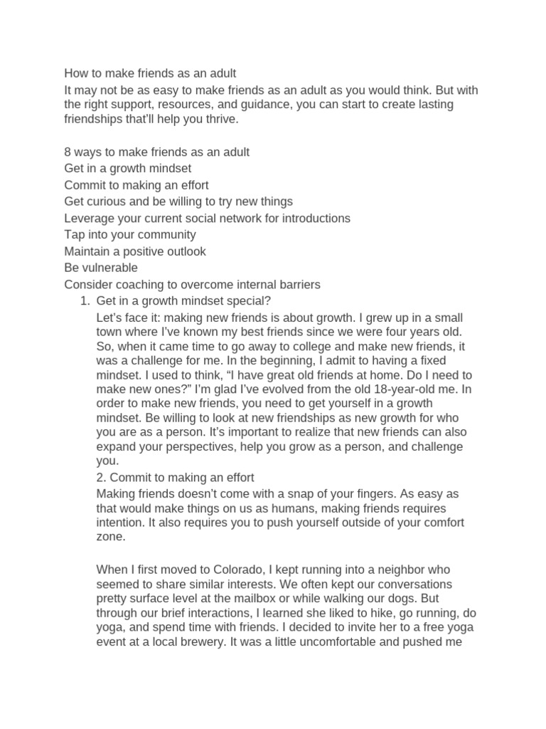 How To Make Adult Friend | PDF | Friendship | Self-Improvement