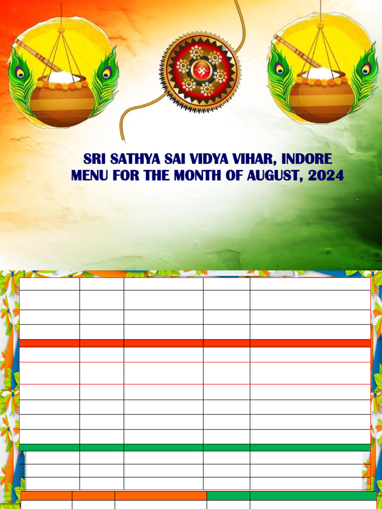 Lunch Menu - August 2024 | PDF